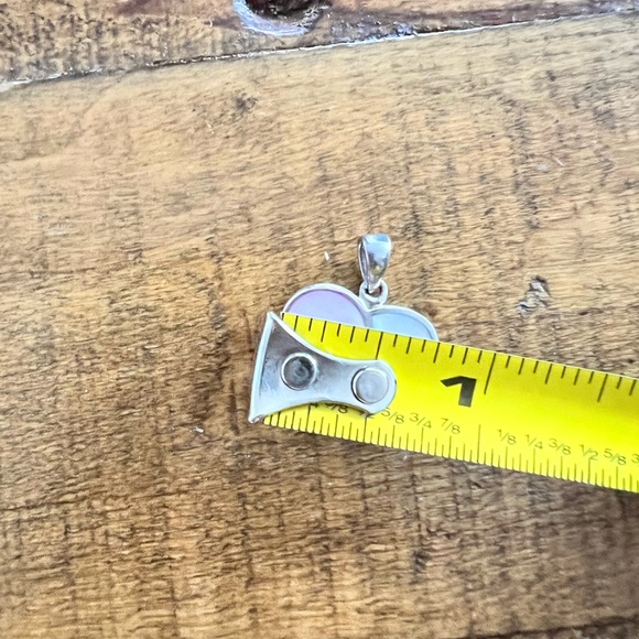 Cute Heart Silver Charm Pink White Color Block - Picture 6 of 8